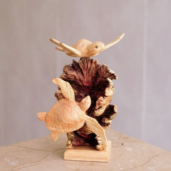 Wooden Sea Turtle Sculpture