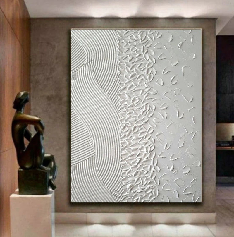 White Lines Petals Textured Wall Art
