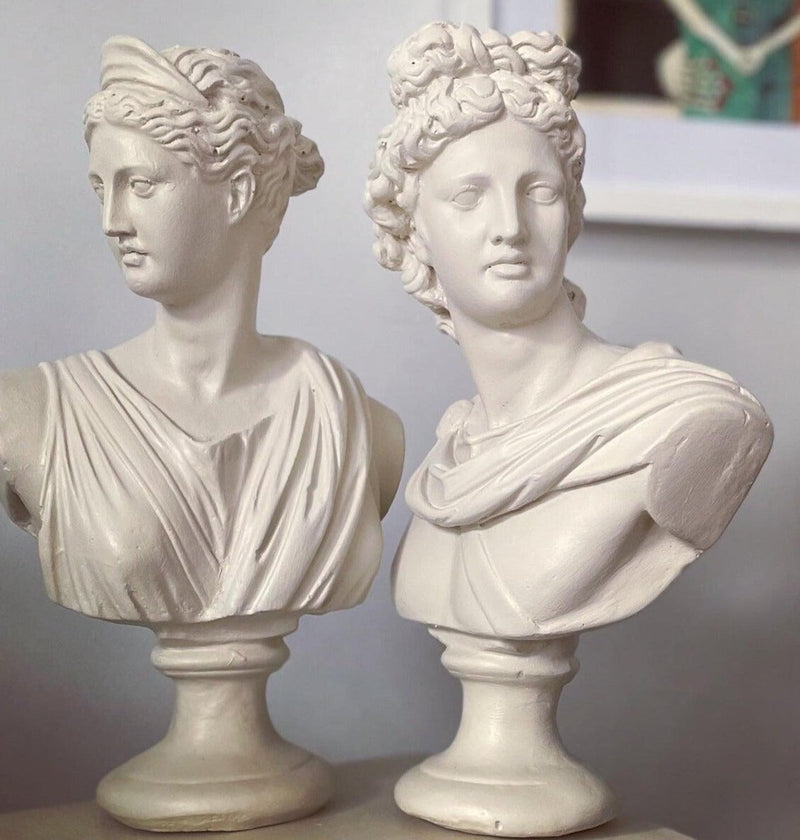Artemis and Apollo in White Sculpture
