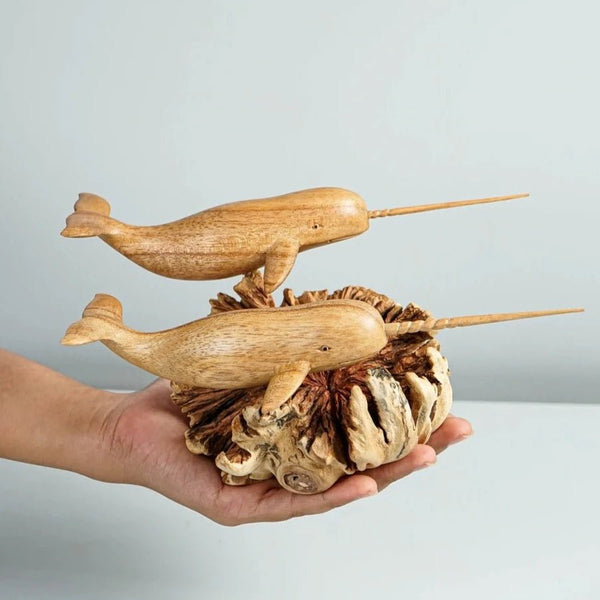 Wooden Narwhal Sculpture