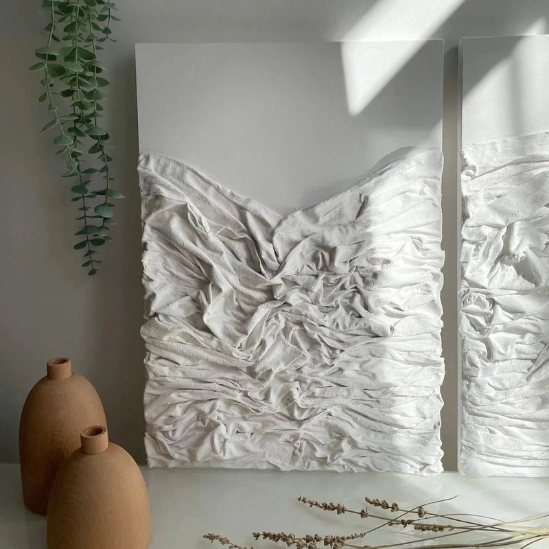 White Fabric Textured Painting Wall Art