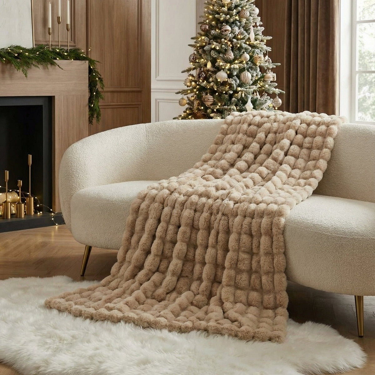 Rabbit Faux-Fur Blanket Throw — lifestyle
