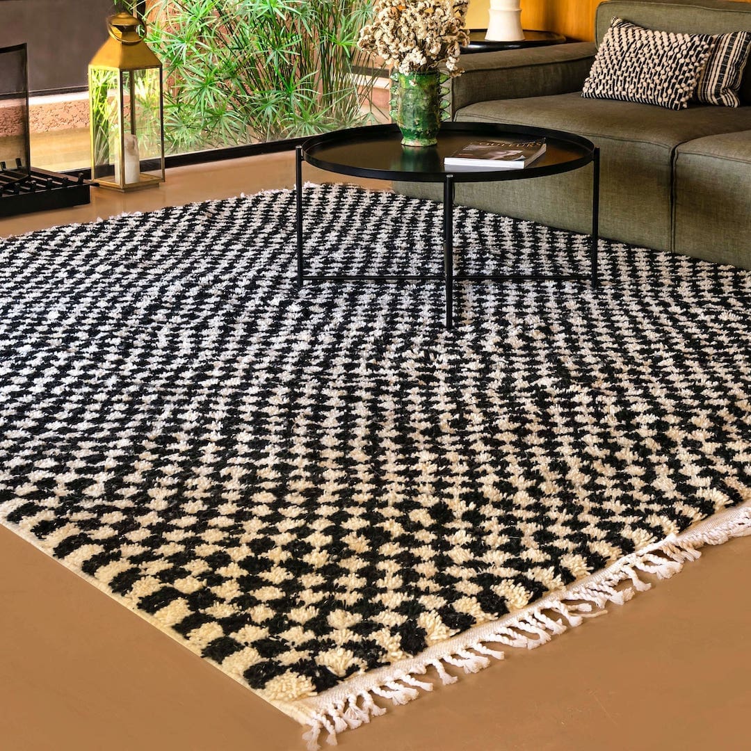 Checkered Shag Moroccan Rug — lifestyle