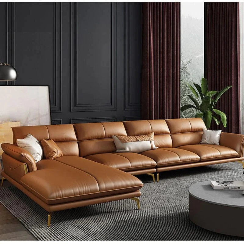 Sleek leather couch deals