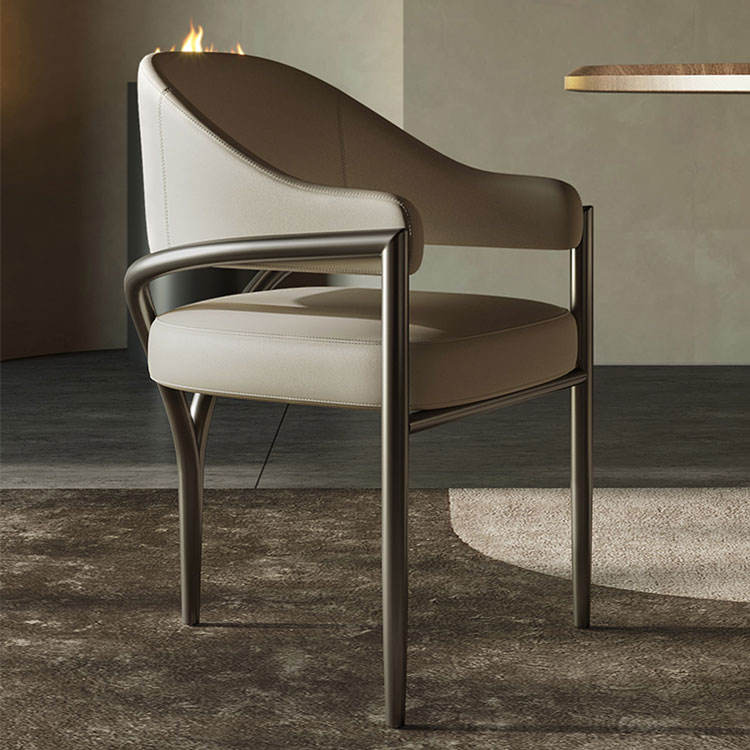 Modern Leather Dining Chair w/ Armrests
