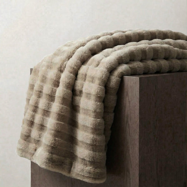 Plush Striped Fur Blanket