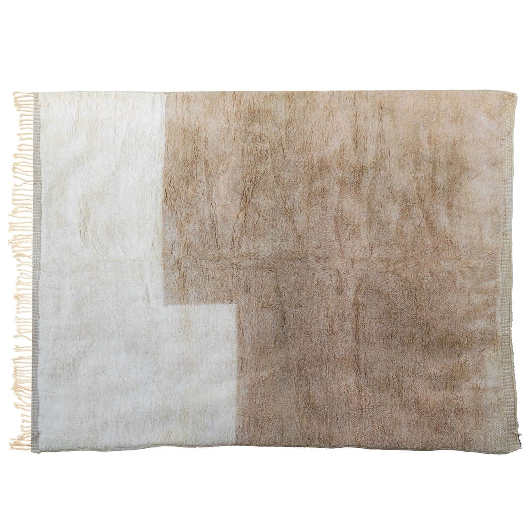 Two Tone (White and Beige) Moroccan Rug — lifestyle