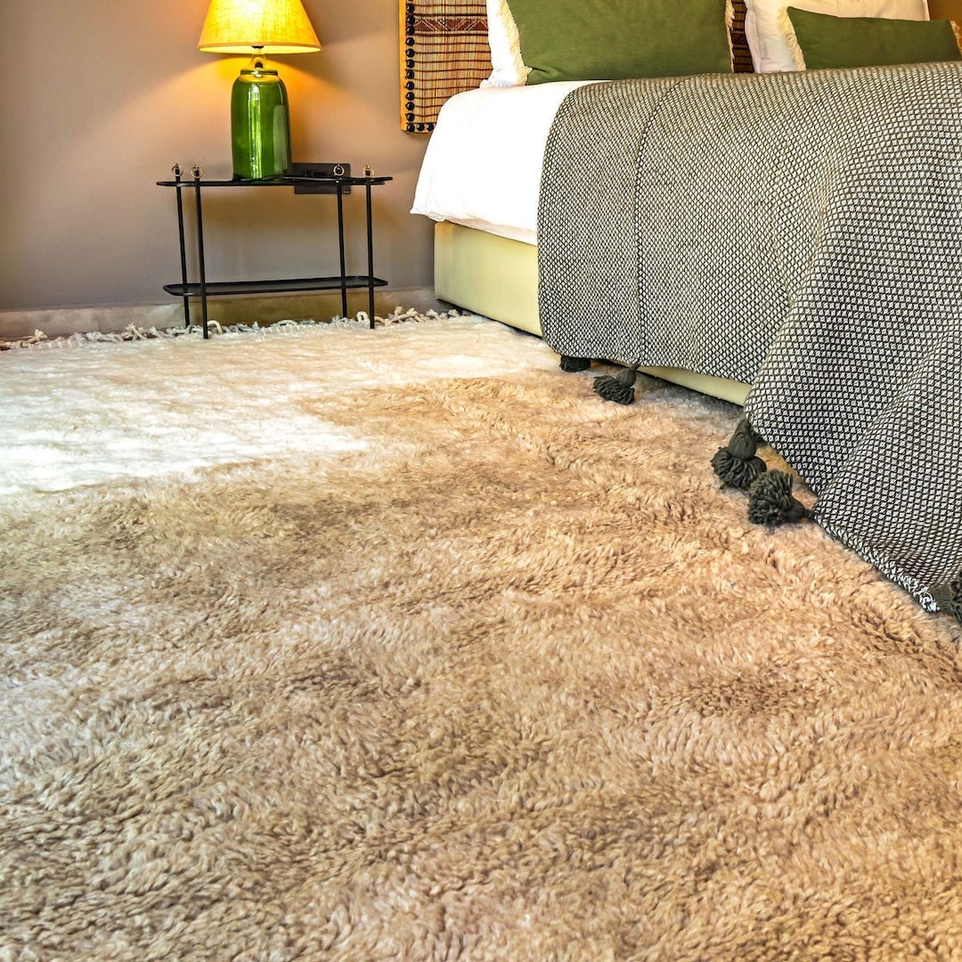Two Tone (White and Beige) Moroccan Rug — lifestyle