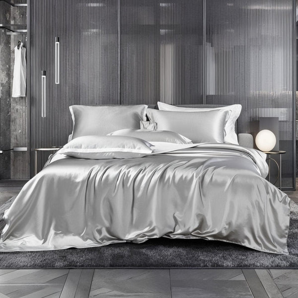 Premium Grey Mulberry Silk Bedding Set