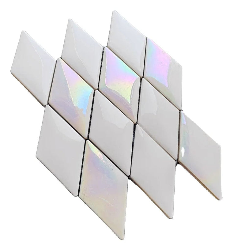 White Electro Rhombus Mosaic Tile