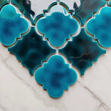 Turquoise Blues Flower Pattern Mosaic Tile