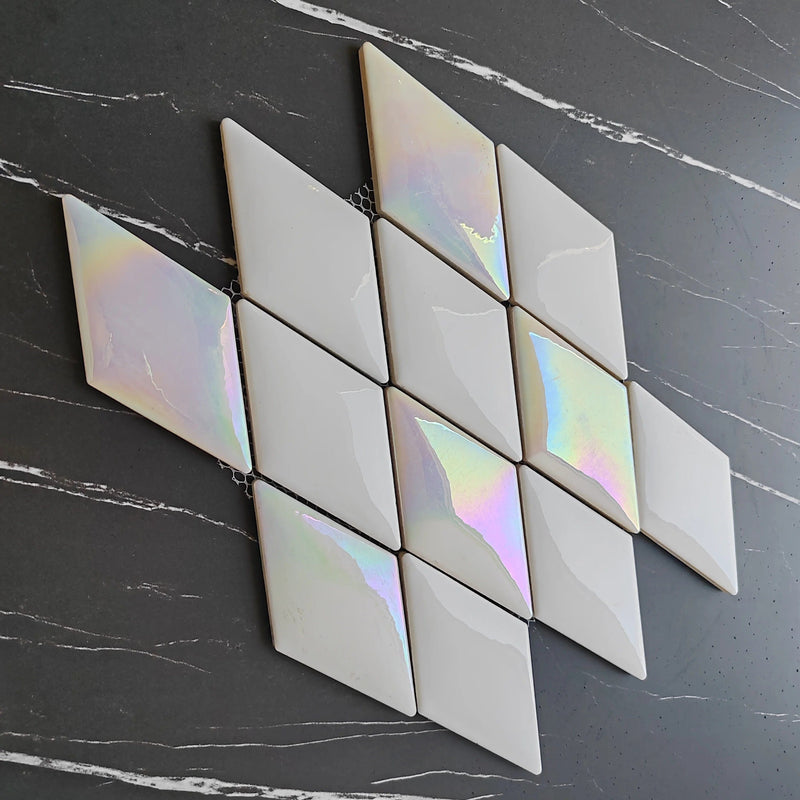 White Electro Rhombus Mosaic Tile
