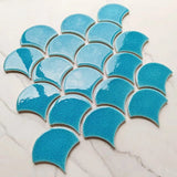 Turquoise Fan Shaped Mosaic Tile