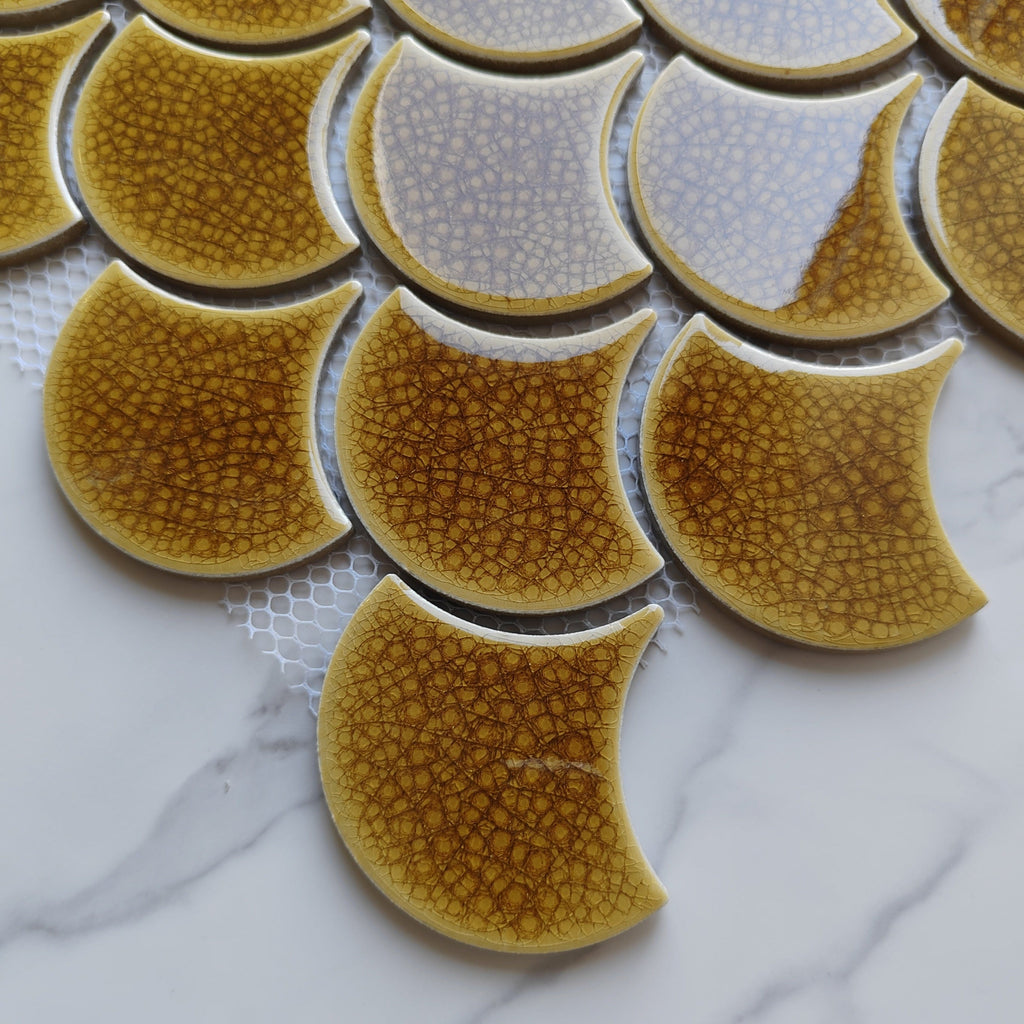 Golden Fan Shaped Mosaic Tile – Articture
