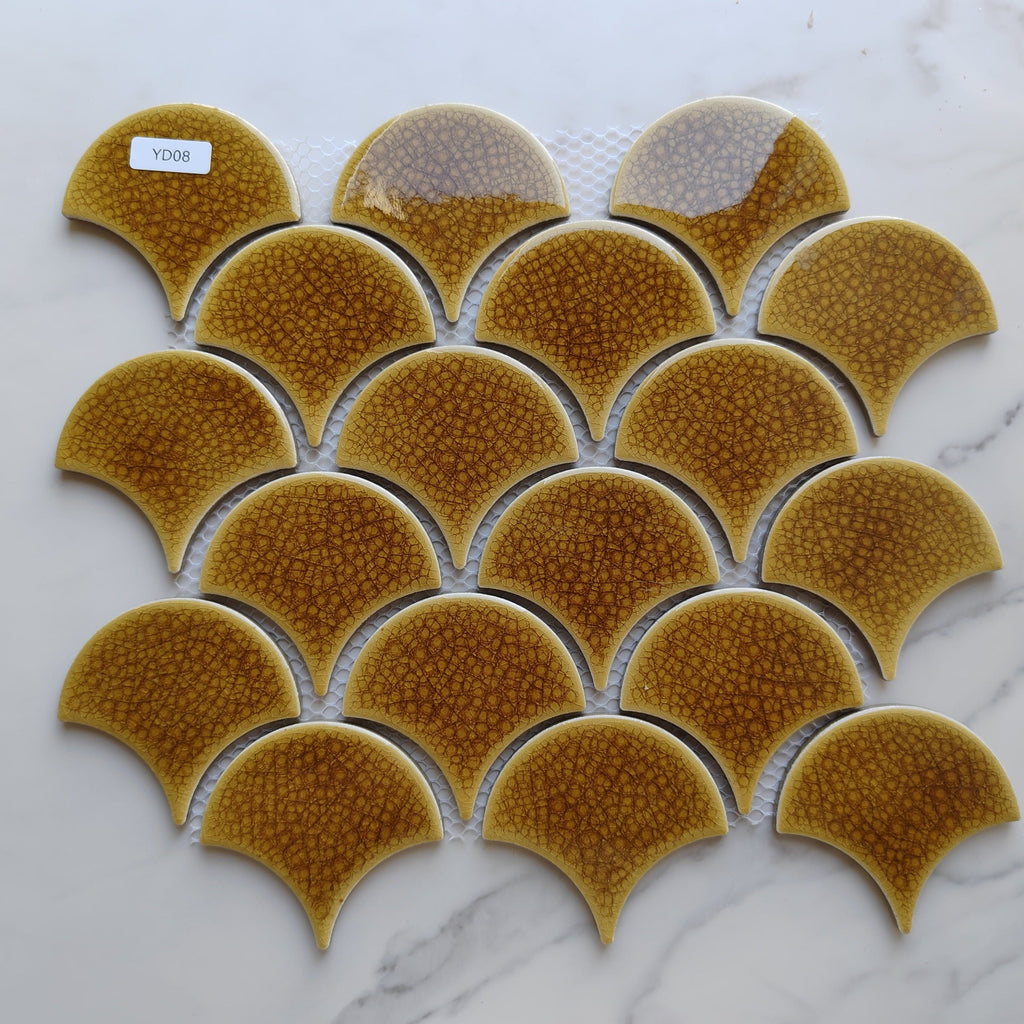 Golden Fan Shaped Mosaic Tile – Articture