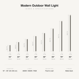 Modern Outdoor Wall Light sizes and specifications
