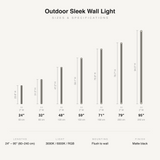 Outdoor Sleek Wall Light sizes and specifications