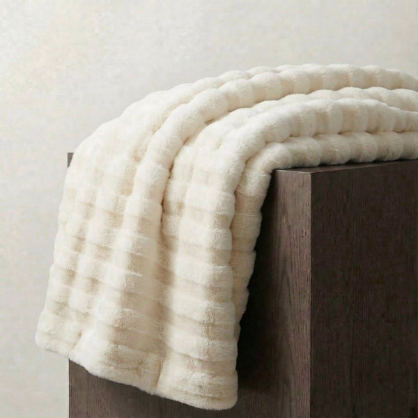 Plush Striped Fur Blanket