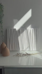 White Lines Fabric Textured Wall Art