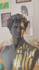 David in Black & Side Golden Strips Sculpture