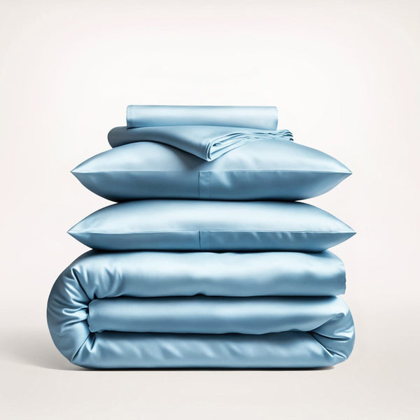 Premium Sky Blue Mulberry Silk Bedding Set