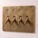 Vintage Brass with Patina::4 Gang