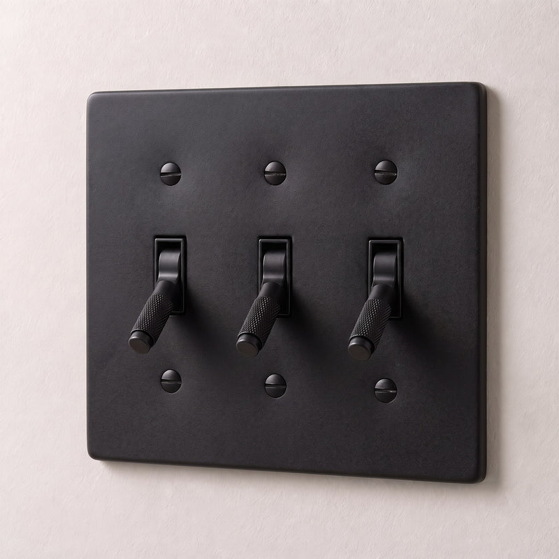 Brass 4-Way Toggle Switch (1-5 Gang) — Night Black