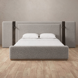 Boucle Pewter — Extended Headboard with Integrated Lighting