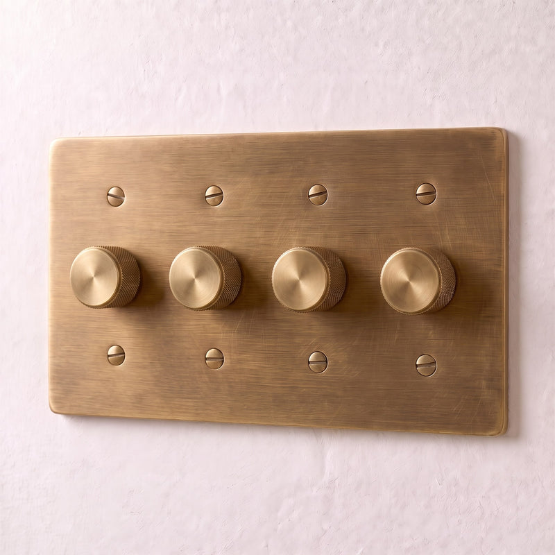 Brass 3-Way Rotary Dimmer Switch — 4 Gang · Brass
