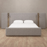 Linen Blend Pewter — Extended Headboard with Integrated Lighting