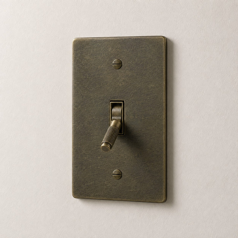 Brass Toggle Switch — 1 Gang · Bronze with Patina