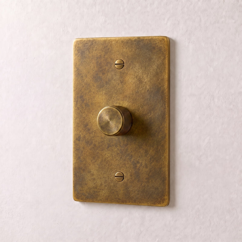 Brass 3-Way Rotary Dimmer Switch — 1 Gang · Vintage Brass with Patina