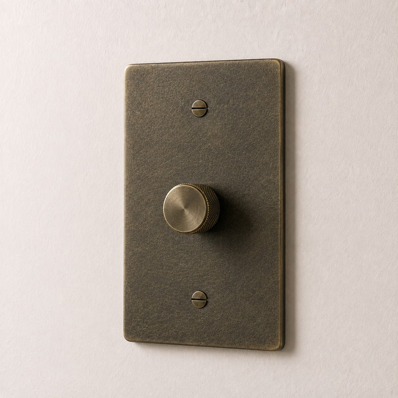 Brass 3-Way Rotary Dimmer Switch — 1 Gang · Bronze with Patina