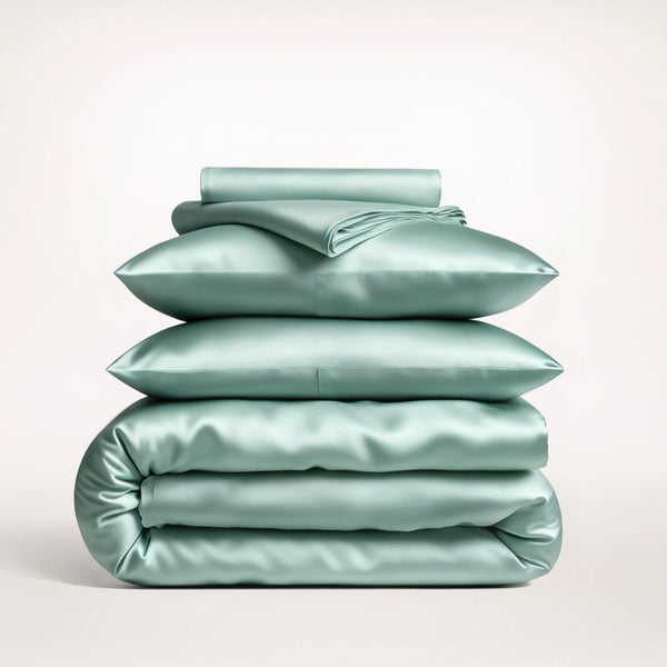 Premium Teal Mulberry Silk Bedding Set