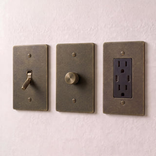 Brass Electrical Sample Kit, Outlet + Dimmer + Toggle
