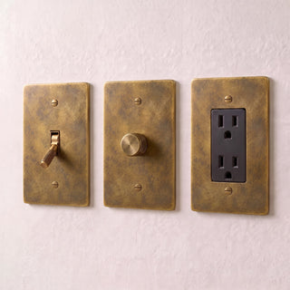 Brass Electrical Sample Kit, Outlet + Dimmer + Toggle