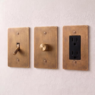 Brass Electrical Sample Kit, Outlet + Dimmer + Toggle