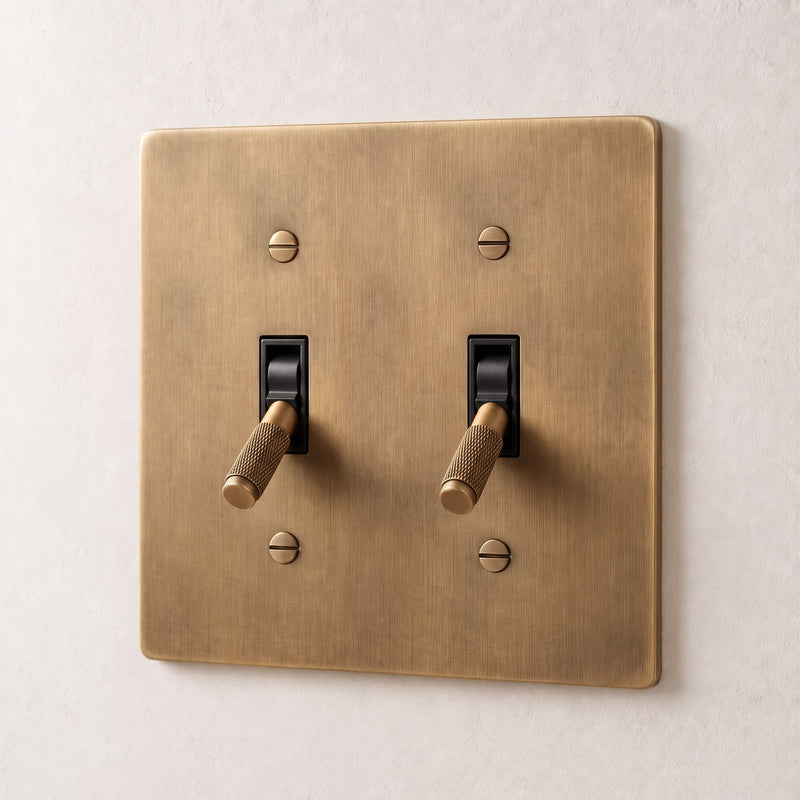 Brass 4-Way Toggle Switch — 2 Gang · Brass