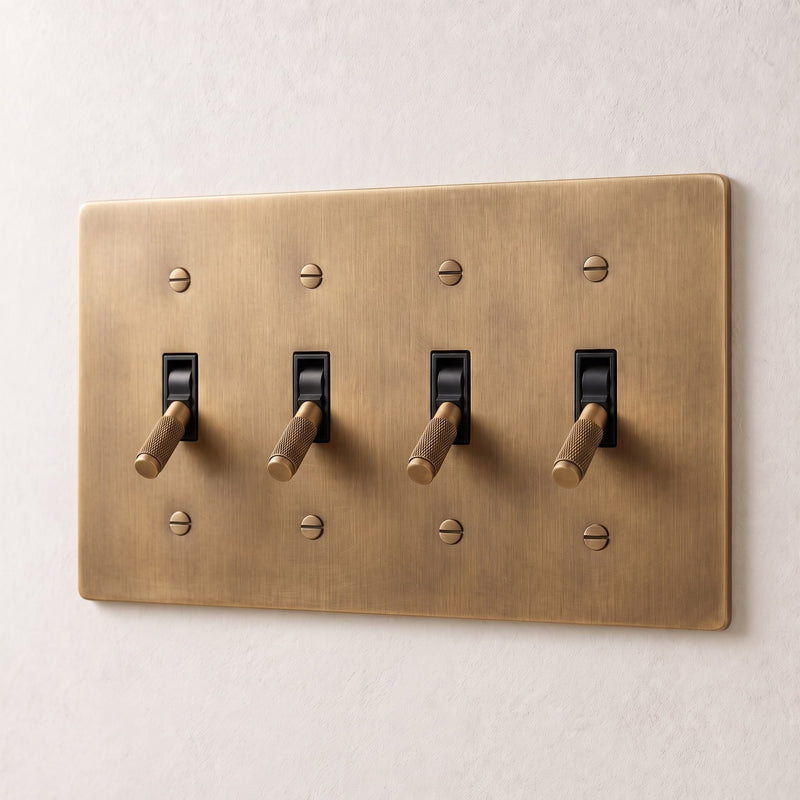 Brass 4-Way Toggle Switch — 4 Gang · Brass
