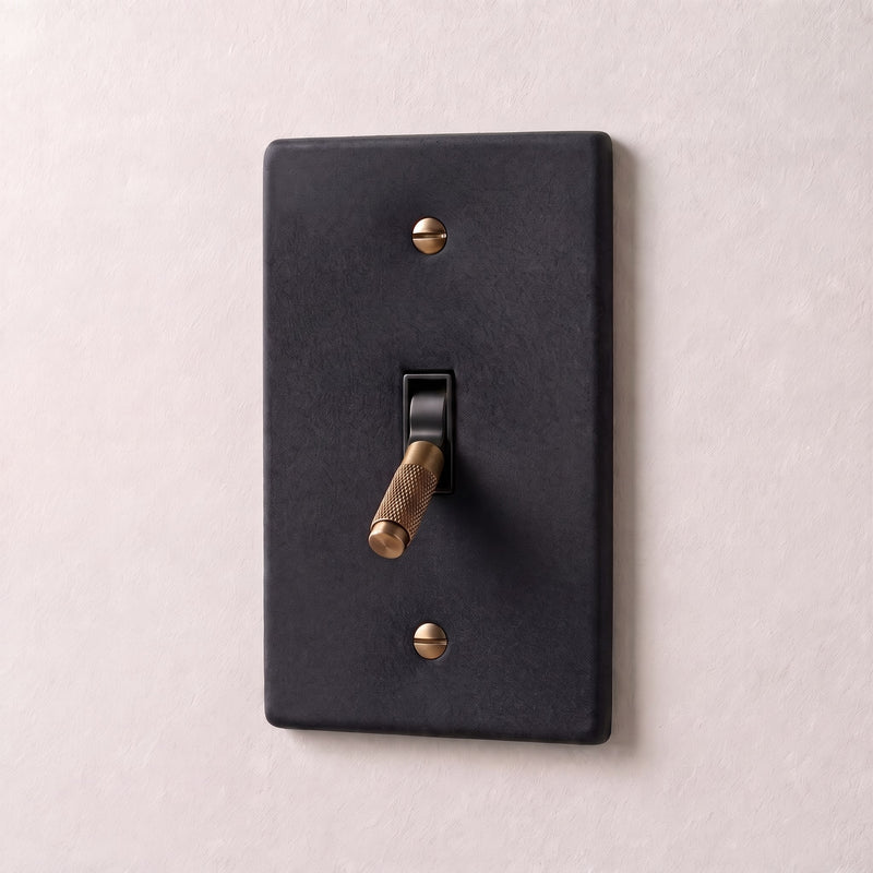 Brass 4-Way Toggle Switch — 1 Gang · Night Black with Brass