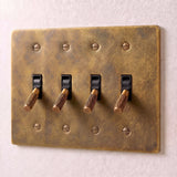 Vintage Brass with Patina::4 Gang