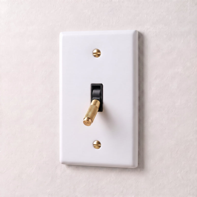 Brass Toggle Switch — 1 Gang · White with Brass