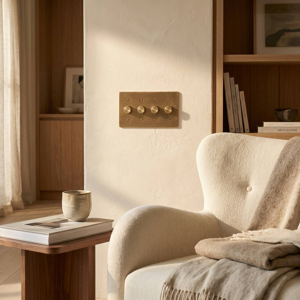 Brass Dimmer Switch, Rotary LED Dial (1-5 Gang) — lifestyle