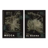Mecca & Madina Maps Islamic Stretched Canvas