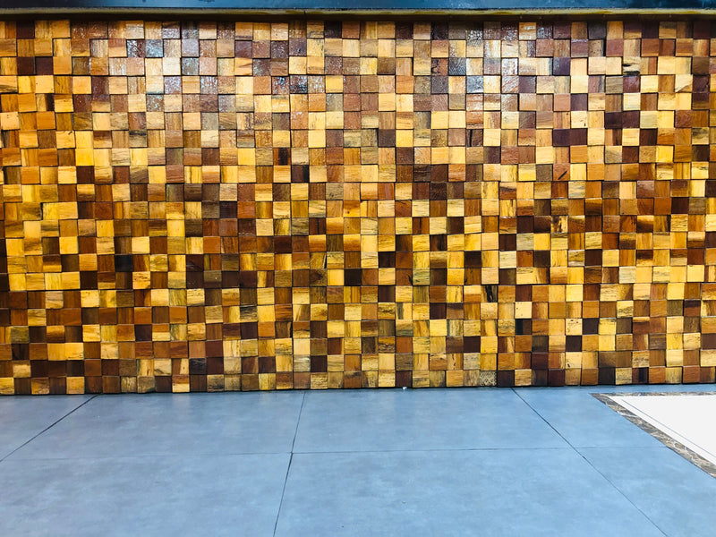 Rubiks Wood Mosaic Wall Panel