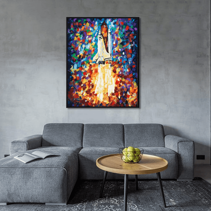 Rocket Blast Off Abstract Art Stretched Canvas