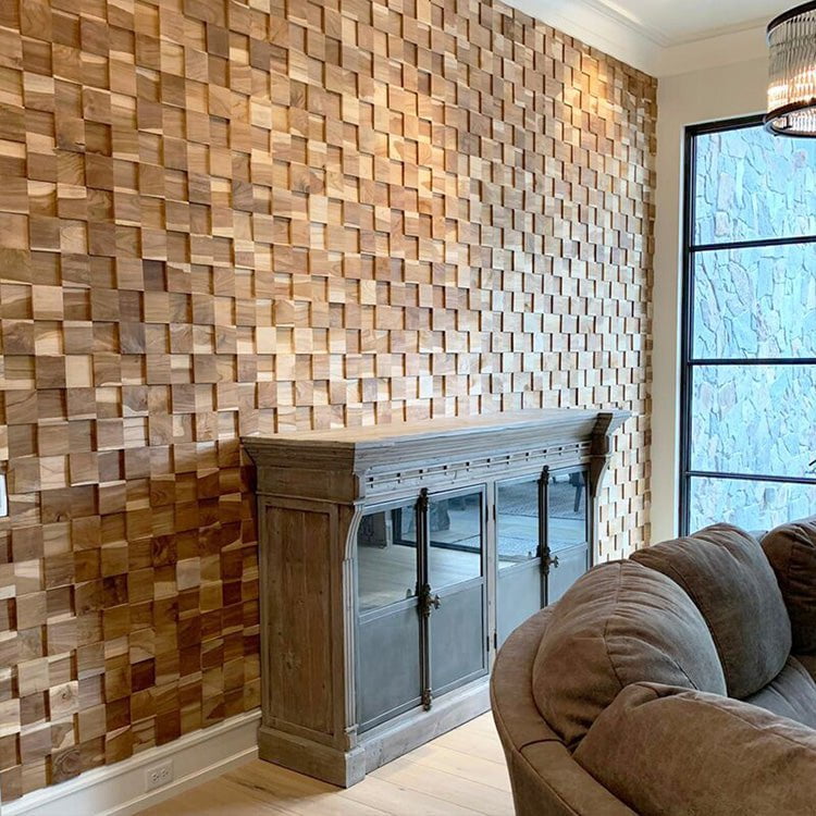 Wood Mosaic Tile Wall