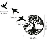 Flock of Flying Birds on Tree Metal Wall Art