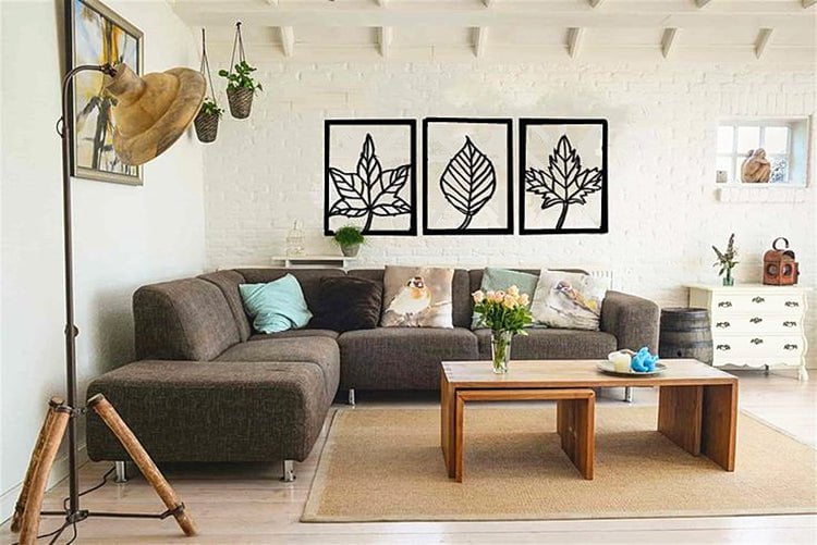 Three Leaves Styled Metal Wall Art (3 Pieces)