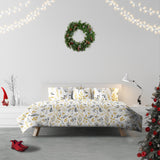 Christmas Gold Floral & Leaf Berries Duvet Cover Set